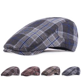 Fashion Unisex Plain Cotton Plaid Ivy Hat Adjustable Peaked Cap Men Women Newsboy Caps Flat Driving Cabbie Cap Berets282m