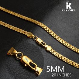 KASANIER Whole Men Necklaces 5mm Width Gold Colour Necklaces Men Jewellery Guarantee long Colour For Cuban Jewellery Mens Gift276D