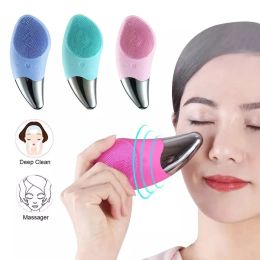 Electric Silicone Face Clean Brush Waterproof Facial Acne Cleansing Beauty Device USB Rechargeable High Frequency Sonic Skin Pore ZZ