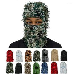 Berets 2023 Explosive Fashion Balaclava Neck Guard Hats For Men And Women Knitted Camouflage Head Set Personalised Wool