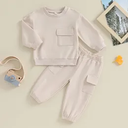 Clothing Sets Children Boys Autumn 2PCS Clothes Solid Color Casual Long Sleeve Sweatshirt And Elastic Band Kids Baby Fall Outfits