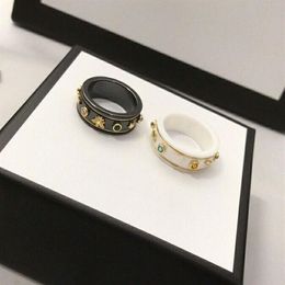 Fashion Brand Black White Band Rings Luxury Designer Ring Finger Ceramic Material Bijoux Have Stamps For Men Women Engagement Wedd290a