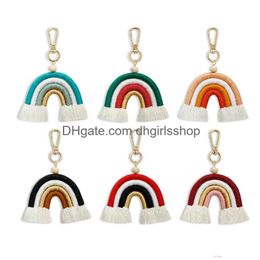 Key Rings Hand Woven Rainbow Tassel Key Ring Fashion Bag Hangs Keychain Jewelry Will And Jewelry Dh5Ir