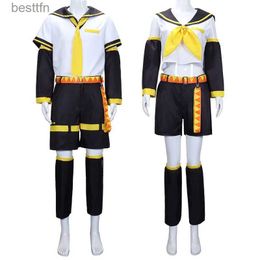 Theme Costume Anime Kcagamine Rin Len Cosplay Comes Brother Sister JK Uniform Halloween Party Christmas Gifts Tops Pants Role Play ClothesL231013