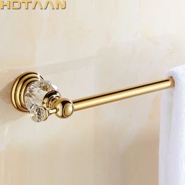 Towel Racks 60cm Bathroom Single Towel Bar Towel Rack Towel Holder Solid stainless steel Golden Crystal Decoration Bathroom Accessories 231012