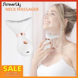 Face Massager V Face Neck Lifting Massager Heating Neck Beauty Essence Importer LED Pon Rejuvenation Reduce Double Chin Face Slimmer 231012