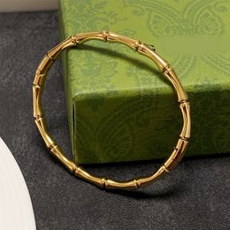 Luxury designer bracelet High Quality Sterling Silver Bamboo Jewellery Chain Women Fashion Gold plated Gift B0050