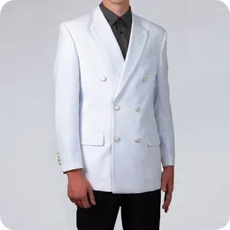 Men's Suits Double Breasted White Wedding For Men Blazer Jacket Pants 2Piece Peaked Lapel Slim Fit Groom Tuxedo Costume Homme Ternos