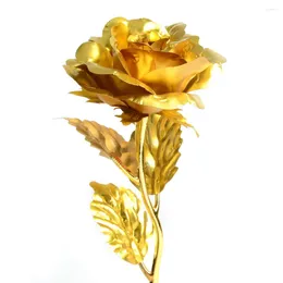 Decorative Flowers 24k Gold Foil Plated Rose For Wedding Propose Brithday Party Decoration Golden Flore Artificial Flower Fleurs