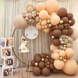 Party Decoration 114pcs Balloons Garland Brown Mama To Be Later Balloon 5-18inch Baby Shower Happy Birthday Double Apricot Year2638