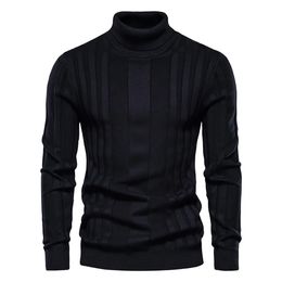 Men s Sweaters AIOPESON Slim Fit Pullovers Turtleneck Men Casual Basic Solid Colour Warm Striped Sweater Mens Winter Fashion Male 231012