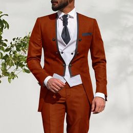 Men's Suits 3 Pieces Set Black Collar Connecting Buckle For Men Suit Elegant Wedding Party Slim Fit Groom Groomsmen Tuxedos