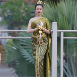 Ethnic Clothing Spring Summer Thailand Traditional For Women Blouse Long Skirt Sets Asian Clothes Welcome Etiquette Attendant Costume