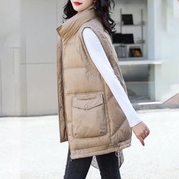 Women's Vests Autumn Winter Women Warm Cotton Padded Puffer Sleeveless Parkas Jacket For Korean Stand Collar Waistcoat 3XL