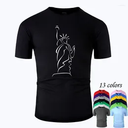 Men's T Shirts Statue Of Line Art O Neck Cotton Shirt Men And Woman Unisex Summer Short Sleeve Designed Casual Tee M01091