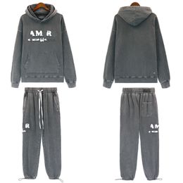 Men's denim wash two-piece and y2k women's casual individual hoodie sweatsuits designer suit printed mens sweatsuits sportswear size S-XL