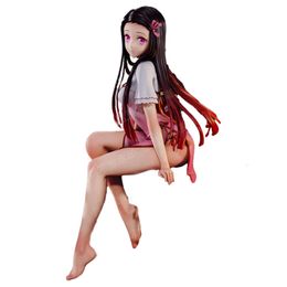 Mascot Costumes 14cm Anime Demon Slayer Sitting Posture Cheongsam Sexy Figure Kamado Nezuko Car Case Ornament Pvc Action Figure Collection Toys