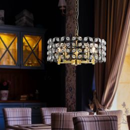Современная круглая люстра из черного хрусталя с 5 лампами и диаметром 18,9 дюйма для гостиной без лампочек в комплекте
