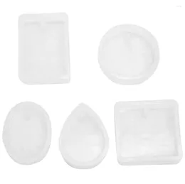 Baking Moulds 5Pack Silicone Resin Pendant Mould Jewellery Molds With Hanging Hole For Diy Jewelry Craft Making 5 Shapes