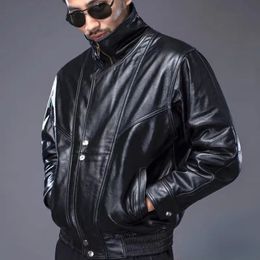 Men's Leather Faux Leather Spring Autumn Men Real Cow Leather Jackets Genuine Leather Men Coats Motor Biker Pilot Jackets Loose Style 231012