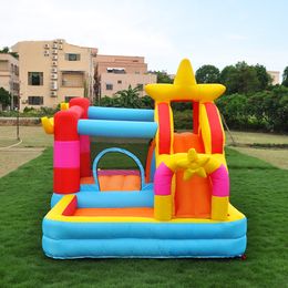 Star Inflatable Bounce House Bouncer Slide Castle Climbing Wall Basketball Hoop Kids Party Theme Kids Outdoor Indoor Jumping House Play Playhouse Small Toys Gifts