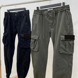 22SS Spring STONE Men Cotton Pants Basic Compass Badge Embroidered ISLAND Tooling Pocket Trousers Sport Wear Casual Pants 716 252570