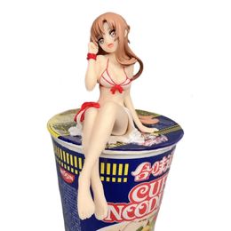 Mascot Costumes 12cm Sword Art Online Anime Figure Asuna Noodle Stopper Sitting Sexy Girl Pvc Action Figure Adult Collection Model Doll Toy Gift