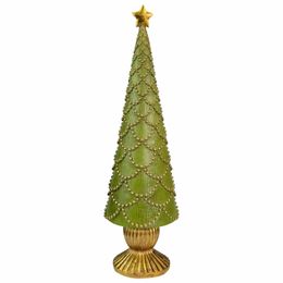 Christmas Decorations 17" Green Christmas Tree Cone on Pedestal with Star Topper Tabletop Decor 231013