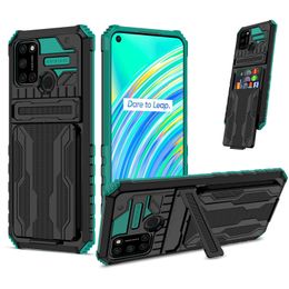Shockproof Detachable Card Holder Kickstand Case For Realme C17 C35 C31 C15 7i 6i 5 A53 A16 A15 Hybrid Heavy Duty Stand Phone Cover