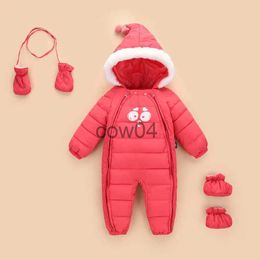 Rompers Winter warm baby clothing set baby boy and girl thick jumpsuit newborn snowsuit big eye jumpsuit shoes and gloves 3-piece set x1013