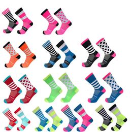 Sports Socks stripe Dot Cycling Top Quality Professional Brand Sport Breathable Bicycle Sock Outdoor Racing Running 231012