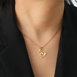 Pendant Necklaces ZMZ 2023 Europe/US Fashion Cute Musical Note Heart Shape Love Necklace Gift For Mom/Girlfriend Party Jewellery