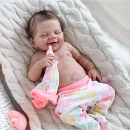 18 Inch Full Silicone Vinyl April Reborn Baby Girl Handmade Soft Touch Reborn Girls With Rooted Hair