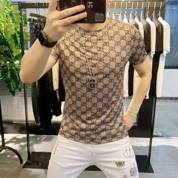 European station summer mercerized cotton short-sleeved T-shirt men's Korean version of the slim half-sleeved European trend 314t