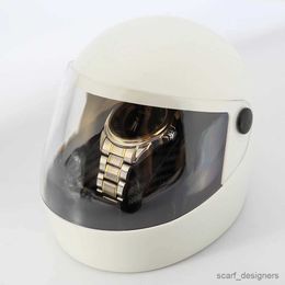 Watch Boxes Cases Creative Design Motorcycle Helmet Shape Leather Cuff Plastic Single Storage Display Box R231013