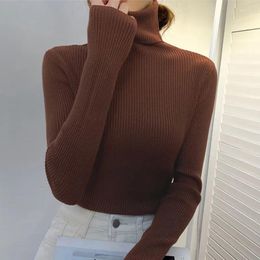 Women's Sweaters WEIRDO Autumn Winter Knitted Jumper Tops Turtleneck Pullovers Casual Women Shirt Long Sleeve Tight Sweater Girls