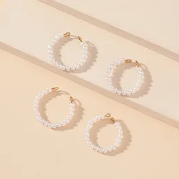 Cluster Rings 4PCS Simulated Pearl Bead Ring Set Women Open Minimalist Gold Colour Adjustable Jewellery