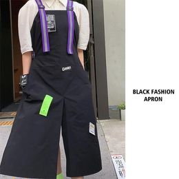 Aprons Trendy Aprons Waterproof Oil Resistant 2 Bags Bibs Coffee Shop Hairdresser Slit Overall Chef Adjustable Nail Salon Apron 231013