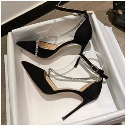 Dress Shoes 2023 Kmeioo Elegant Wedding Woman Ankle Strap Sandals Jewel Thin Heels Brideshoes Pointed Toe High Slingback Pumps 231013