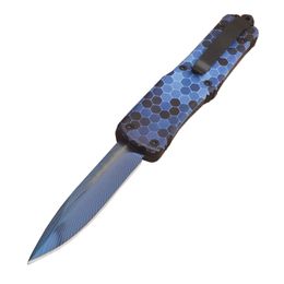 G1095 Auto Tactical Knife 440C Blue Coated Blade Zinc-aluminum Alloy Handle Outdoor Camping Hiking Survival Pocket Knives with Nylon Bag