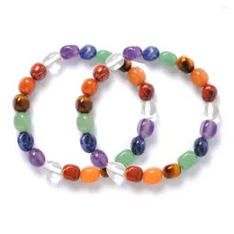 Charm Bracelets Unshaped Yoga Colourful Stone Bracelet & Bangle For Women Men Reiki Healing Natural Mineral Rock Crystal Agate