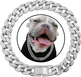 Dog Collars Diamond Collar Silve Gold Metal Chain Cuban Links Pet For Dogs Cats Jewellery