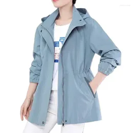 Women's Trench Coats Plus Size S-4XL Women Jacket Hooded Spring Autumn Fashion Casual Elegant Loose Windbreaker Coat Outerwear With Lining