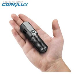 Flashlights Torches CORKILUX Mini LED Flashlight High Lumens Zoomable Rechargeable Pocket EDC Tactical Flashlights for Emergency Camping Dog Walking YQ231013