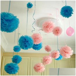 Decorative Flowers 10 25Cm Wedding Pcs/Lot Tissue Paper Ball Pom Mixed Colour Flower For Decoration Dh0Yz