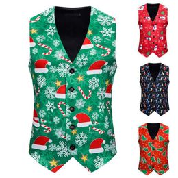 xmas vest Men's Fashion Banquet Business Tank Tops Casual Christmas Printing Waistcoat Vest Tops Men's Clothing S-XXL 20309z