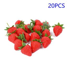 Party Decoration 20Pcs Artificial Strawberry Fake Fruit For Christmas Weddings Kitchen Home Foods Decor