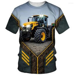 Men's T Shirts Summer Truck Tractor Print T-shirt Car O Short-sleeved Street Sweatshirt Oversize 6XL