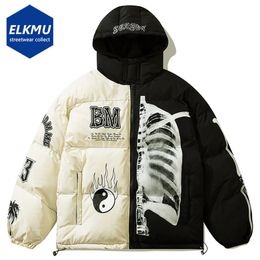 Men s Jackets Winter Printed Jacket Streetwear Padded Coat Fashion Loose Parkas Hip Hop Harajuku Oversized Puffer Thicken Warm 231012