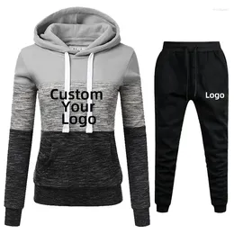 Women's Two Piece Pants Fashion Sportswear Colour Striped Hoodies Set Outdoor Ladies Casual Long Sleeve Pullover Jogger 2 Pcs Suit